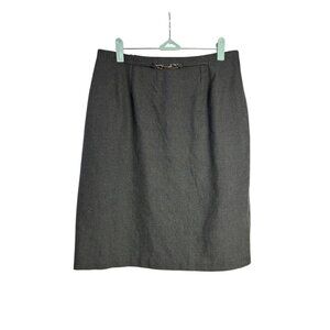 CLC Womens Black Grey Houndstooth Pencil Straight Skirt Knee Length Zip Size 12